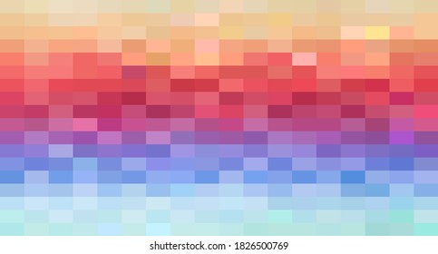 Colorful bright pixel background consisting colored rectangles  Eight  bit pixel video game concept  Vector illustration