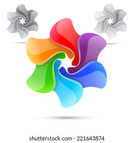 Colorful bright rainbow windmill design template. Vector illustration