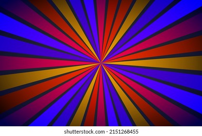 Colorful bright rays, abstract background with ray. Banner for circus. Vectior design element