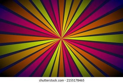 Farbige, helle Strahlen, abstrakter Hintergrund mit Rochen. Banner für den Zirkus. Vectior-Design-Element