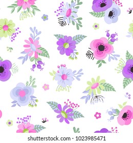 Colorful and bright seamless floral pattern. Vector illustration.