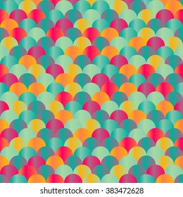 Colorful and bright seamless geometrical pattern. Scales. Vector illustration for your graphic design. 