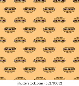 Colorful and bright seamless pattern with food