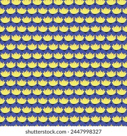 Colorful and bright spring tulips seamless pattern. Yellow flowers on blue background.