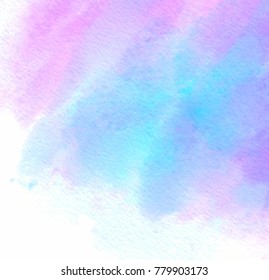 Colorful bright stroke spray paper texture vector hand drawn wet background. Aquarelle blue violet pink color hand drawn liquid drip wash grunge illustration for card, banner, poster