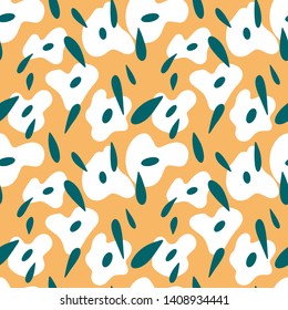 Colorful and bright summer Abstract seamless pattern with leaves and flowers Background with flowers vector on modern style.