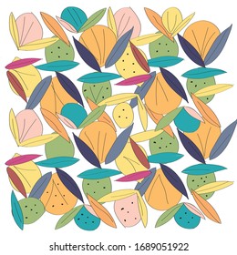 Colorful and bright summer Silhouette Abstract seamless pattern with leaves and flowers Background with flowers vector on modern style.