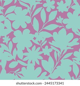 Colorful and bright summer Silhouette Abstract seamless pattern with leaves and flowers Background with florals vector on modern style.