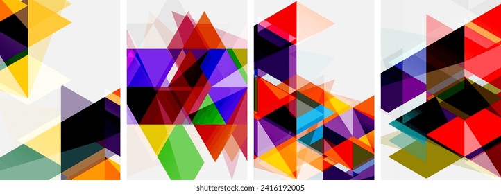 Colorful bright triangles with various colors and transparencies. Vector illustration For Wallpaper, Banner, Background, Card, Book Illustration, landing page