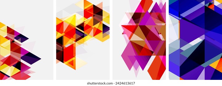 Colorful bright triangles with various colors and transparencies. Vector illustration For Wallpaper, Banner, Background, Card, Book Illustration, landing page