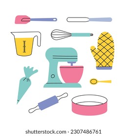 Colorful bright various baking utensil 