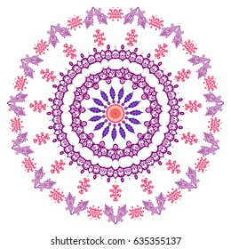Colorful bright vector illustrated mandala.