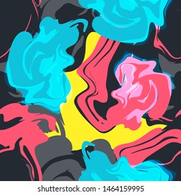 Colorful bright vector seamless abstract patern with splashes. For textile, wallpaper, covers and print