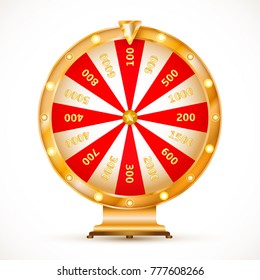 Colorful and bright vector wheel of fortune with figures isolated on white background. Vector illustration for your graphic design.