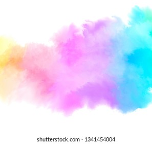 Colorful bright watercolor paper texture  blur splash hand drawn vector background for card, wallpaper, banner, art poster, print, design. Abstract brush paint canvas aqua liquid blob illustration