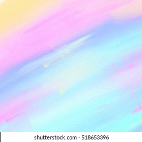 Colorful bright watercolor stylized striped wet brush paint stroke paper texture background for card, web, print. Aquarelle abstract pastel color hand drawn vector element for wallpaper, text design