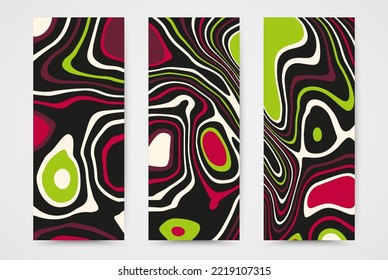 Diseño colorido de fondo de onda brillante, conjunto de banderas verticales