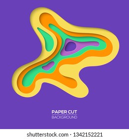 Colorful bright wave paper cut background template. Flyer, Cover, banner design. Trendy vector abstract shapes for presentations and posters.