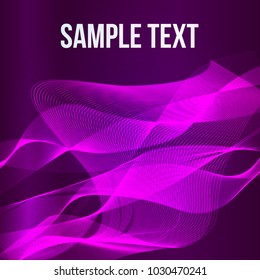 Colorful bright wavy lines on a dark background. Abstract wave backdrop. Easy to edit design template for your artworks.