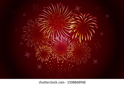 Colorful Brightly Beautiful Fireworks Abstract Background Vector Illustration