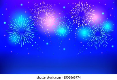 Colorful Brightly Beautiful Fireworks Abstract Background Vector Illustration