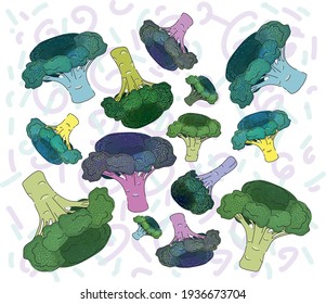 Colorful broccoli. Can be used as a print on a T-shirt