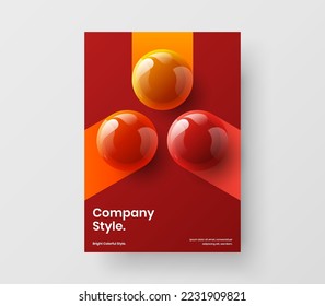 Colorful brochure design vector concept. Clean realistic balls magazine cover template.