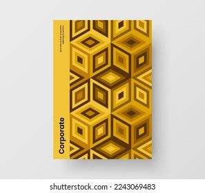 Plantilla vectorial de diseño de folletos coloridos. Diseño de rótulos de mosaicos geométricos multicolores.