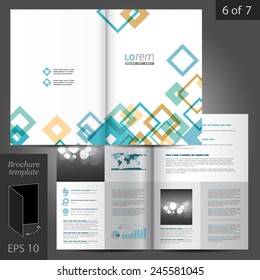 Colorful brochure template design with square geometric elements. Cover layout