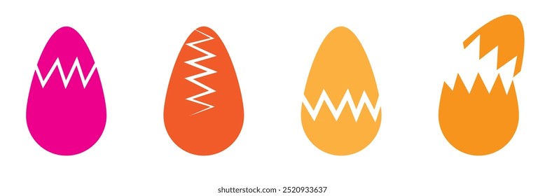 Colorido ícone de ovo quebrado ícone definir ícone vetor . ícone de ovos rachados . 
