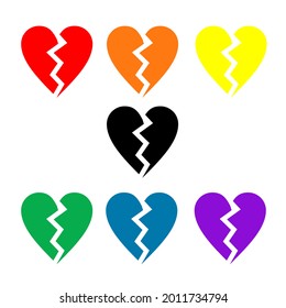 Colorful Broken Heart  Broken Heart  Flat Vector Icon For App, Emoji, Web Design