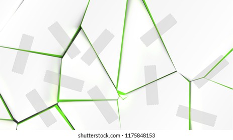 Colorful broken surface with tapes, vector illustration