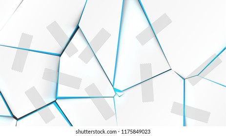 Colorful broken surface with tapes, vector illustration