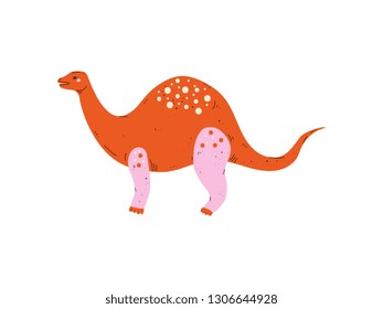 Colorful Brontosaurus Dinosaur, Cute Prehistoric Animal Vector Illustration