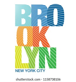 Colorful Brooklyn typography design with striped look , Vector T-Shirt graphics,