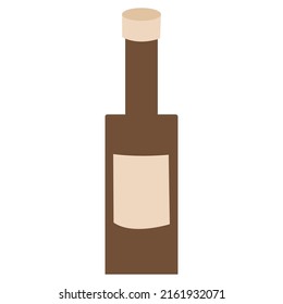 colorful brown bottle of alcohol, set in isolation on a white background