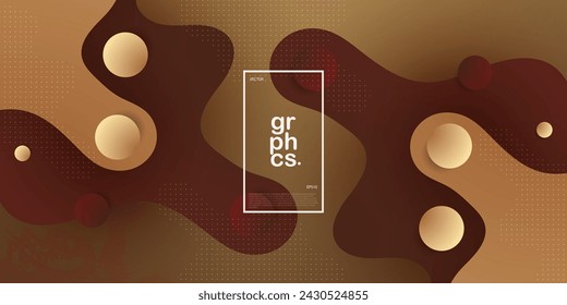 Forma fluida de degradado marrón colorido sobre fondo marrón oscuro. Composición abstracta del vector del estilo líquido. Vector Eps10