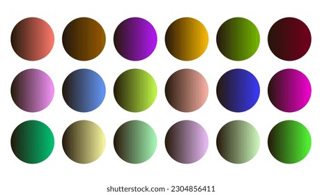 Colorful Brown Oil Color Shade Linear Gradient Palette Swatches Web Kit Circles Template Set In a Light Background