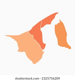 Colorful Brunei Divided Map Illustration, can be used for business designs, presentation designs or any suitable designs.