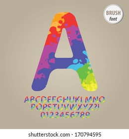 Colorful Brush Alphabet and Digit Vector