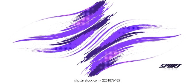 Colorful Brush Background with Halftone Effect. Grunge Background. Brush Stroke Illustration for Banner, Poster, or Sports Background. Scratch and Texture Elements For Design