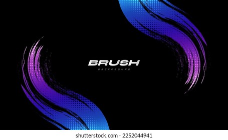 Colorful Brush Background with Halftone Effect. Brush Stroke Illustration for Banner, Poster, or Sports Background. Scratch and Texture Elements For Design