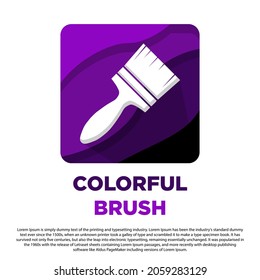 Diseño de brochas coloridas. pincel de pintura con color púrpura degradado 