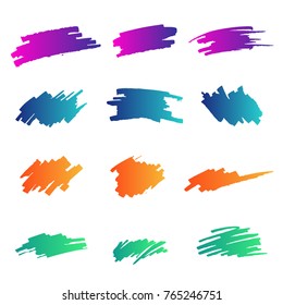 colorful brush ink paint vector illustration set