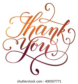 Colorful brush lettering. Vector illustration. Thank you.