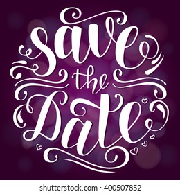 Colorful brush lettering. Vector illustration. Save the date.