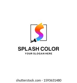 Colorful brush logo design vector