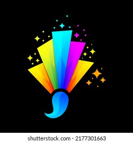 colorful brush logo design vector template