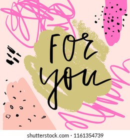 Colorful brush paint print for postcard and poster, vector illustration. Modern gift card