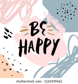 Colorful brush paint print for postcard and poster, vector illustration